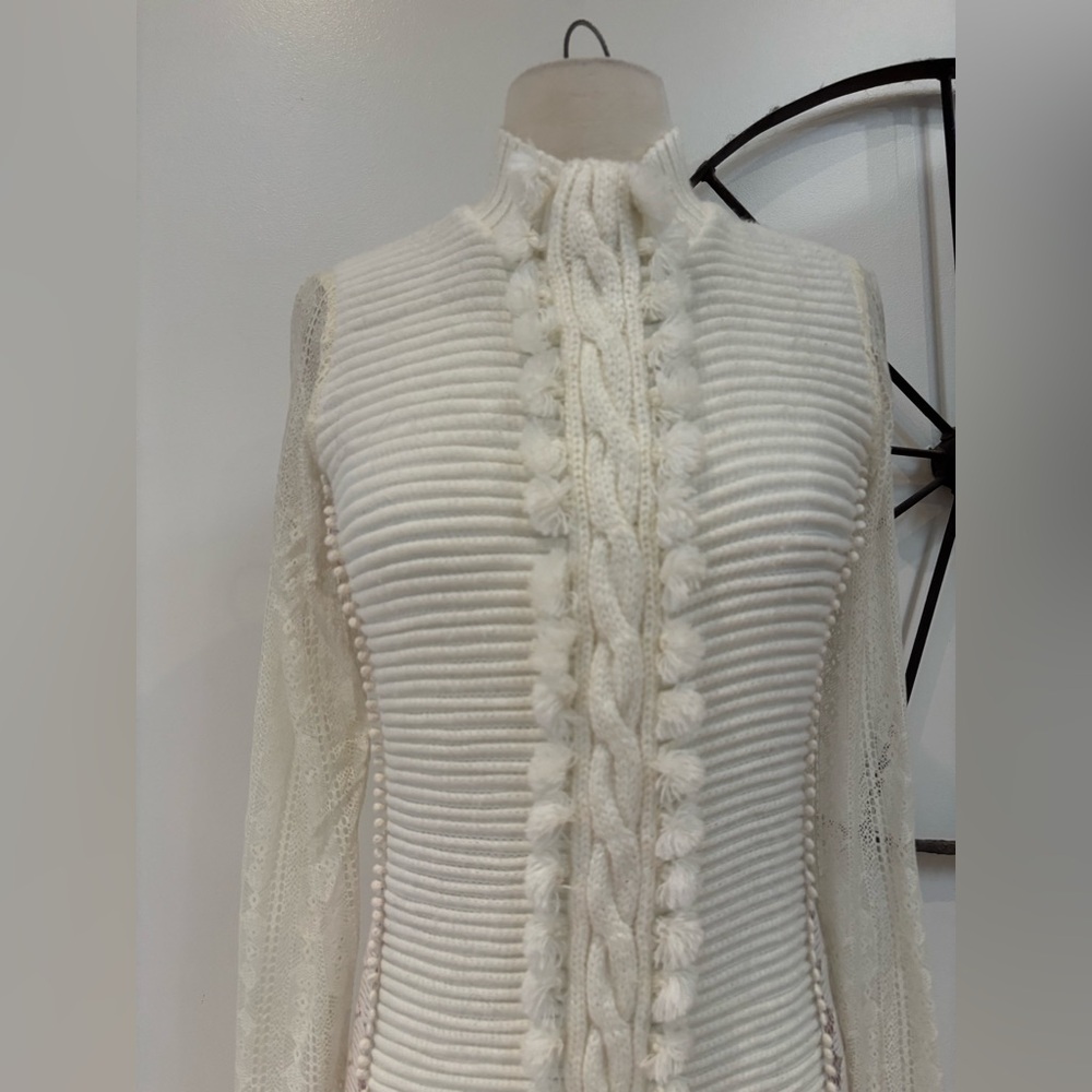 Byron Lars ivory knit and lace bodycon sweater dress 8 - Picture 4 of 10